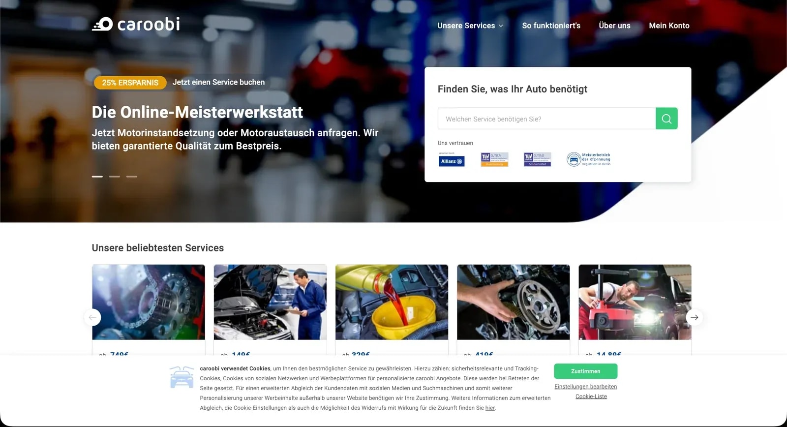 The Caroobi platform, which automates customer cases across more than a thousand workshops
